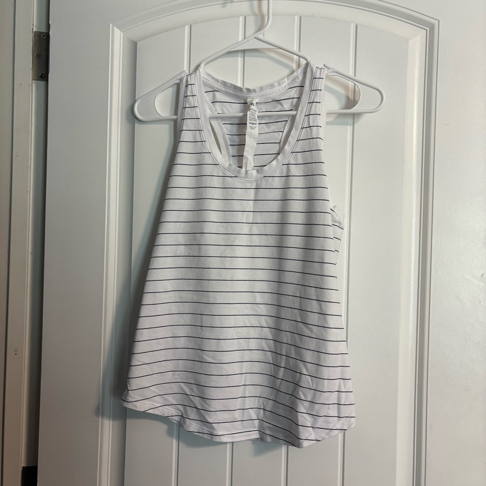 Lululemon Athletica White and Black Striped Tank Top